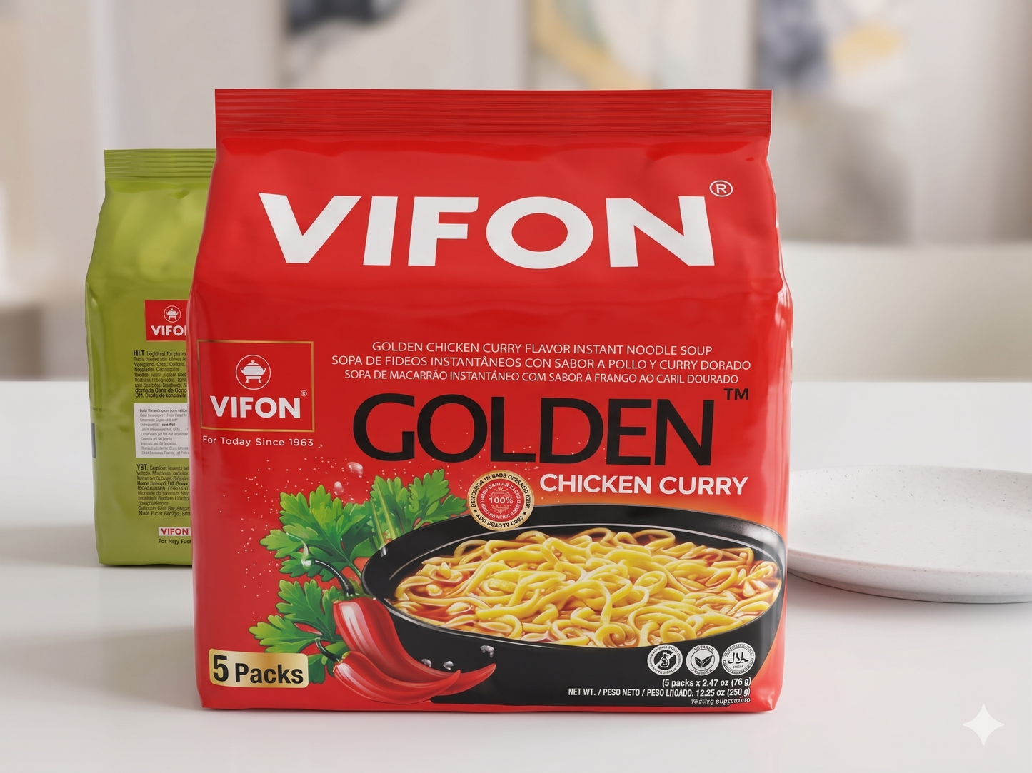 081. VIFON Chicken Curry Flavor Noodle Soup (70g, 5packs/bag)