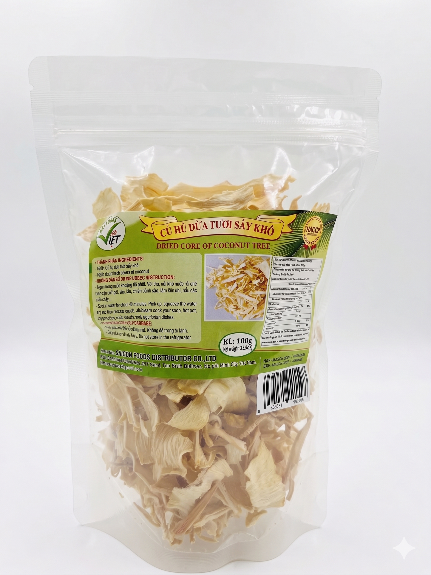 Premium Dried Coconut Core (Củ Hủ Dừa Sấy Khô) – Heart of Coconut Tree (100gr)