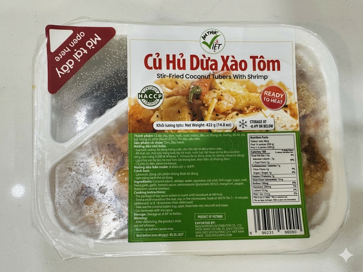 Ready-to-Heat: Stir-Fried Coconut Tubers with Shrimp (Củ Hủ Dừa Xào Tôm)