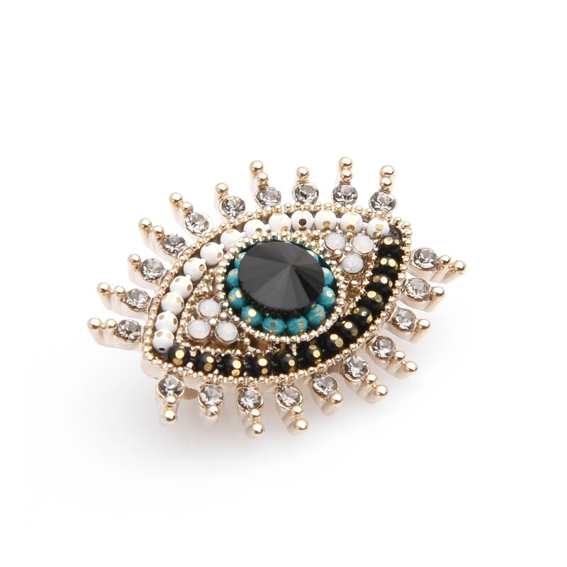 Wuli&baby Small Rhinestone Black Blue Eye Brooches Women Alloy Simulated Pearl Eye Collar Pins Gifts
