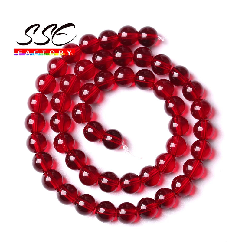Garnet Glass Crystal Beads Wholesale Red Glass Round Loose Stone Beads For Jewelry Making DIY Bracelet Necklaces Accessories 15"