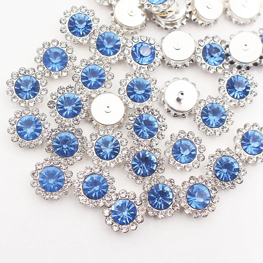 30PCS-100PCS Gold Flower Claw Rhinestones Glitter Crystals Trim Stones Beads Garment Crafts Sew On Rhinestones for Clothes Gems