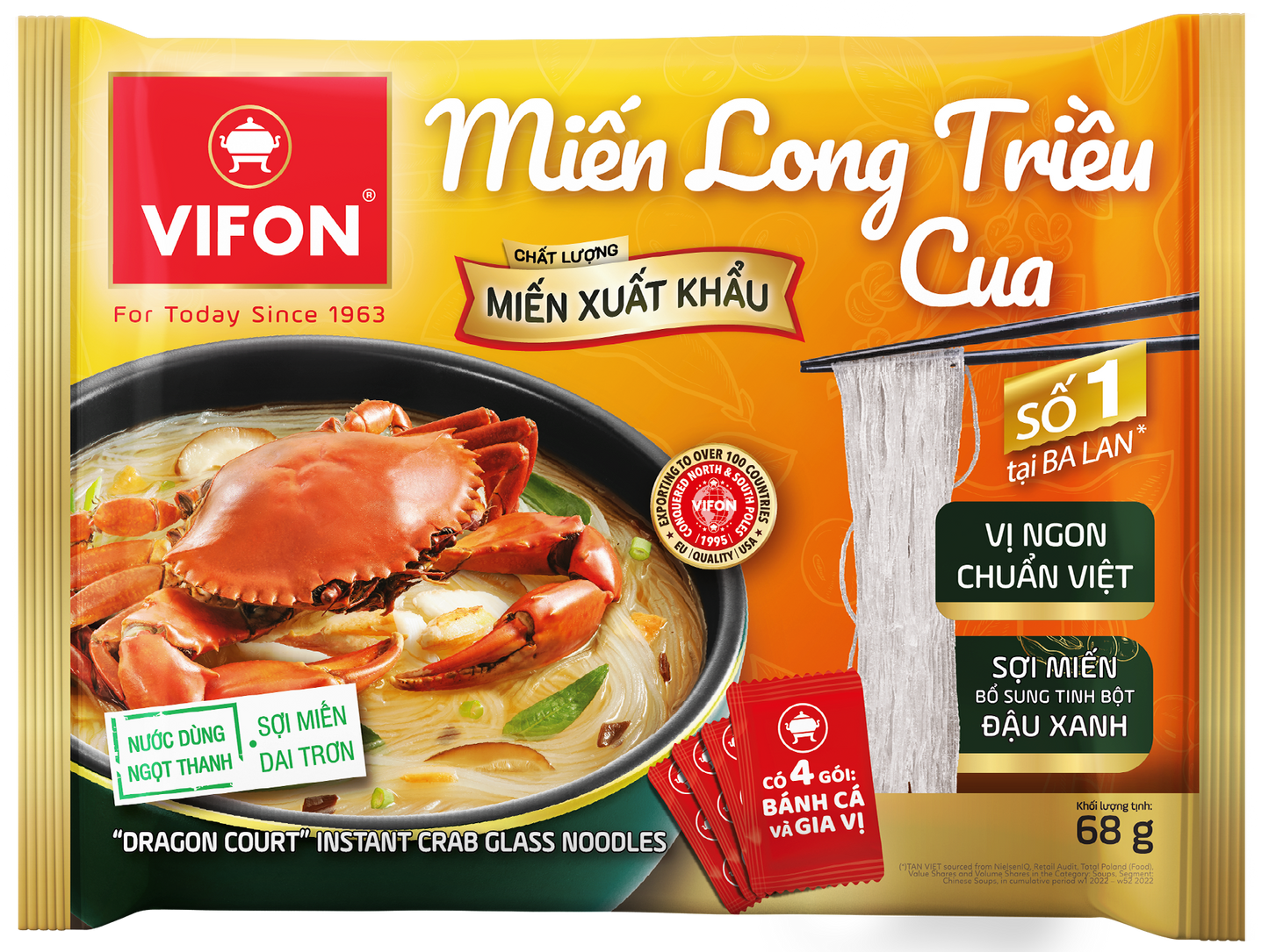 028. VIFON "Dragon Court" Instant Crab Glass Noodles (68g, 20 bags/case)