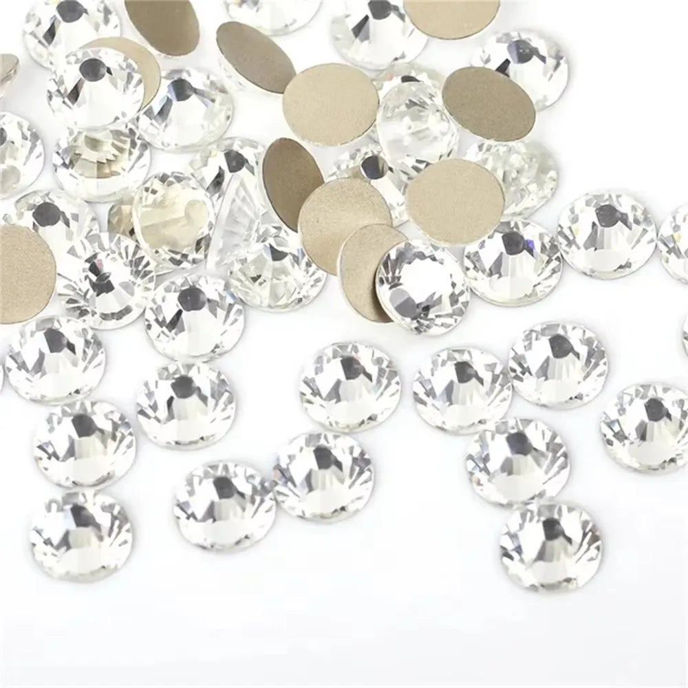 Đá đính Super Glitter Crystal AB không ủi SS3-SS50 Đá đính mặt phẳng Strass dùng cho may vá & vải vóc Trang trí đá đính cho móng tay