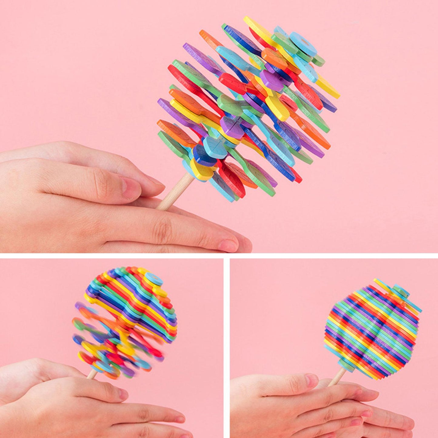 21cm Wooden Spiral Lollipop Stress Relief Toy Spinning Magic Wand Stop Stress Reliever Autism Toys Art Decoration Kids Gifts