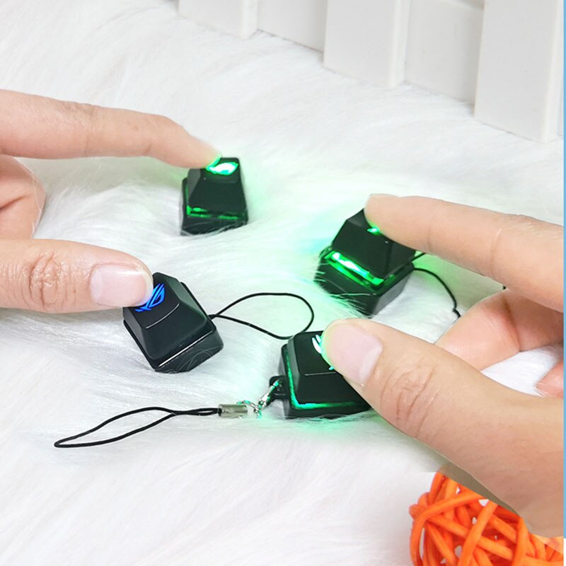 1 Pc LED Mechanical Keyboard Switch Keychain Button Decompression Toys Office Leisure Fun Gifts for Children Adult Fidget Toy