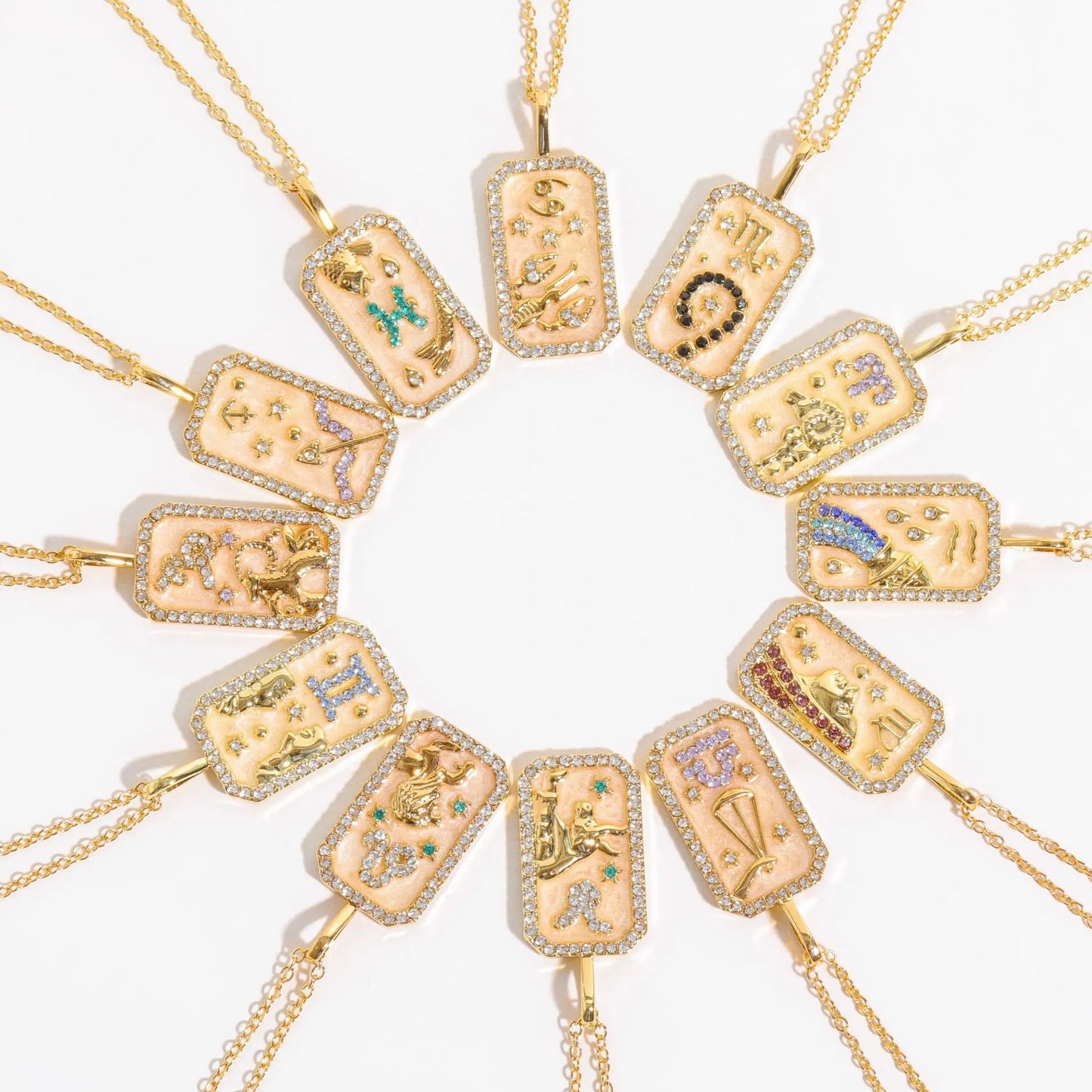 Vintage 12 Constellation Necklace for Women Girls Colorful Zircon Zodiac Birthstone Necklace Wedding Party Jewelry Gifts
