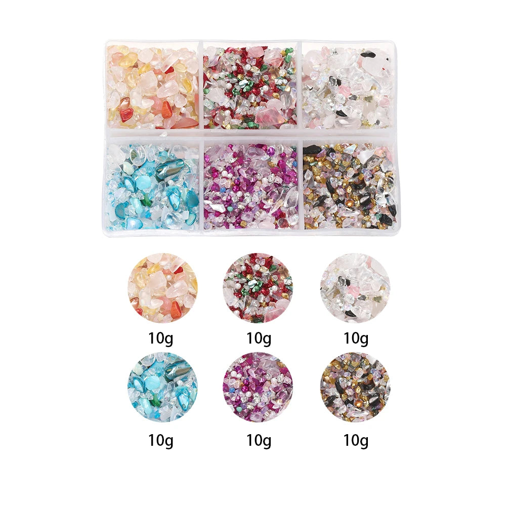 60g/Box Mixed Glass Crystal Crushed Stone Epoxy Resin Fillers Material for DIY Resin Jewelry Making Accessories Nail Art Crafts