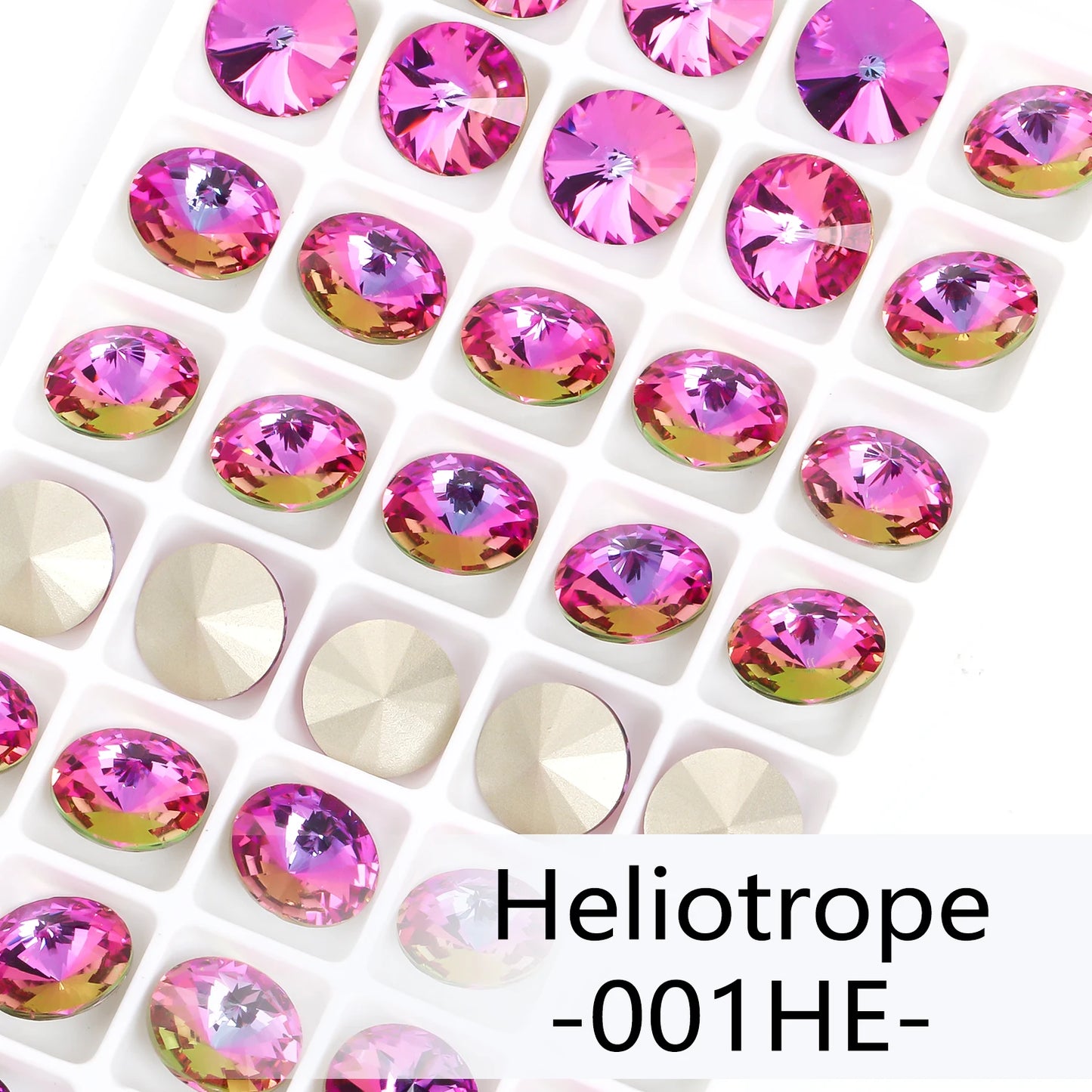 6/8/10/12/14MM Rivoli Rhinestone Round Pointed Diamond Stones Colorful Beads Crafts Crystal Nail Clothes Jewelry Accessories