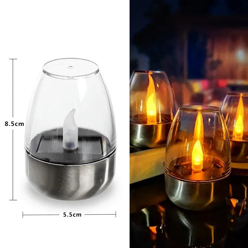 Bougies solaires LED sans flamme rechargeables, veilleuses pour mariage, fête, décoration de jardin, lampes solaires extérieures étanches