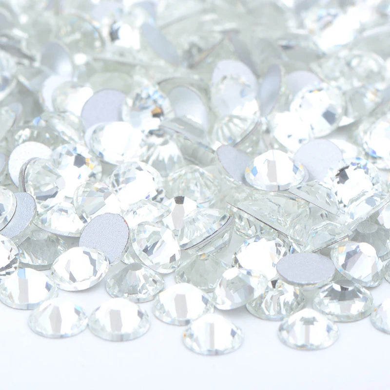 JUNAO SS3 SS4 SS5 SS6 SS8 SS10 SS12 SS16 SS20 SS30 SS40 SS50 Clear Glass Rhinestones Flatback Crystal AB Non Hotfix Strass
