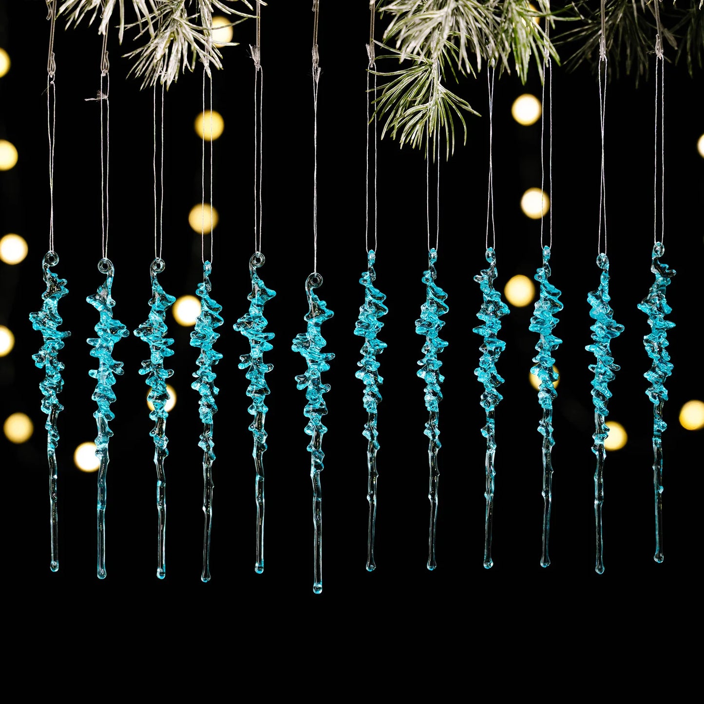 12 guirlandes en cristal acrylique en spirale pour sapins de Noël, lustres féériques d'hiver et autres décorations