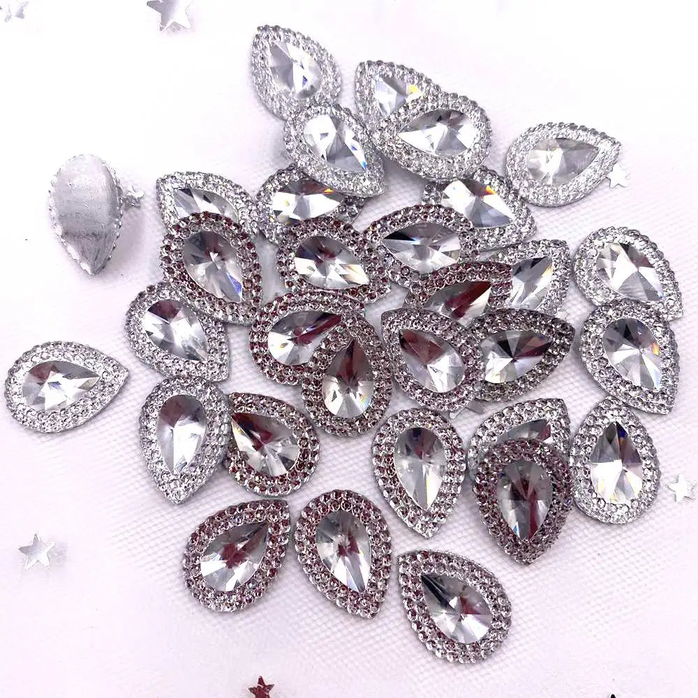 Resin Shiny Double Color Convex Crystal Drop Flatback Rhinestone Applique DIY Wedding Scrapbook Accessories Ornament Craft