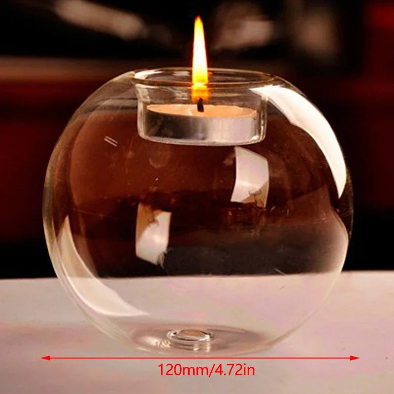 Chandeliers de Bougies Ronds en Verre Élégants - Centre de Table de Style Européen pour Noël, Halloween et Mariages