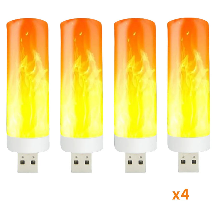 5V USB LED Flame Effect Light Bulbs USB Flame Lamp Candle Bulb Flameless Night Light Flickering Fire Bulb for Home Party Decor
