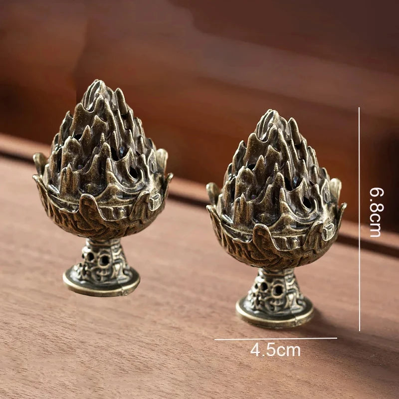 Vertical Incense Burner Mini Alloy Hollow Incense Holder Portable Tabletop Ornament Home Aromatherapy Burner Desk Decoration