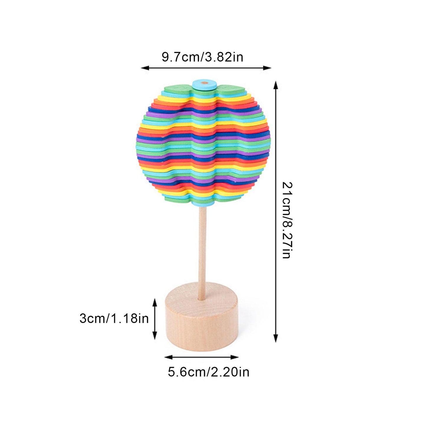 21cm Wooden Spiral Lollipop Stress Relief Toy Spinning Magic Wand Stop Stress Reliever Autism Toys Art Decoration Kids Gifts