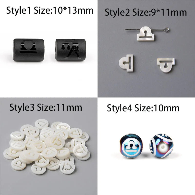 10PCS/lot 12 Constellation Horoscope Charms Beads 12 Zodiac Signs Multistyle Beads for DIY Couples Bracelets Jewelry Making