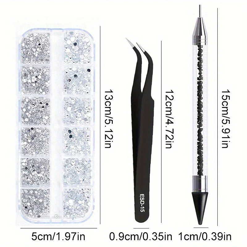 Nails Art Multi-Size Flat Back Acrylic Rhinestones 3D Crystal DIY Decorations Glitter Crystal Gem Manicure Accessories With