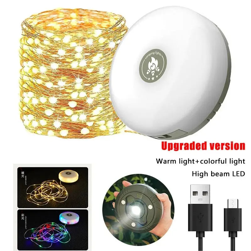 Đèn Dải LED Cắm Trại Tạo Không Khí, Dài 10M, Chống Nước, Có Thể Tái Chế, Dây Đèn Trang Trí Ngoài Trời, Vườn, Lều, Phòng
