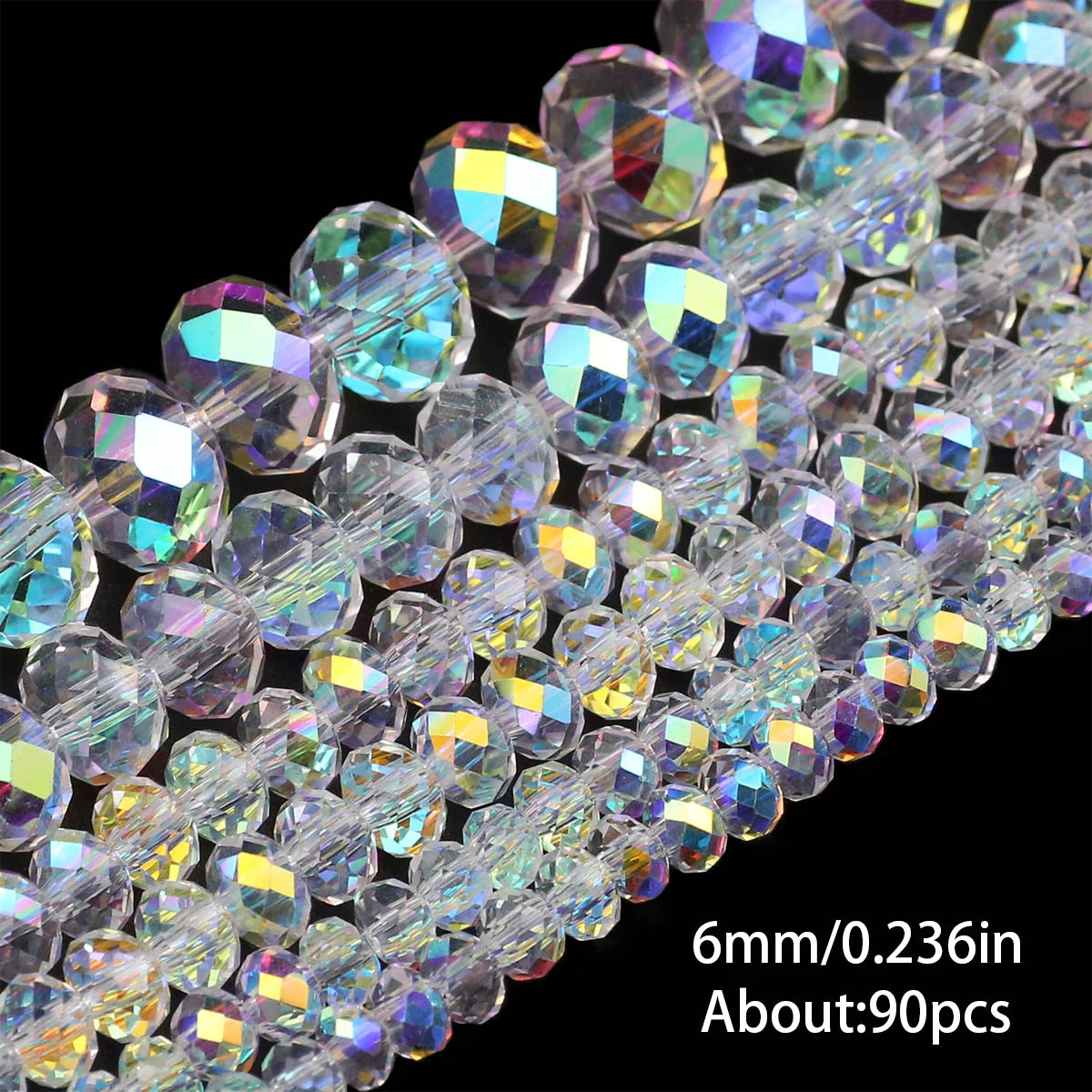 Perles en Verre Autrichien Cristal Blanc AB 3/4/6/8mm Transparentes avec Trou Perles Libres pour la Fabrication de Bijoux DIY Bracelet Fournitures d'Artisanat