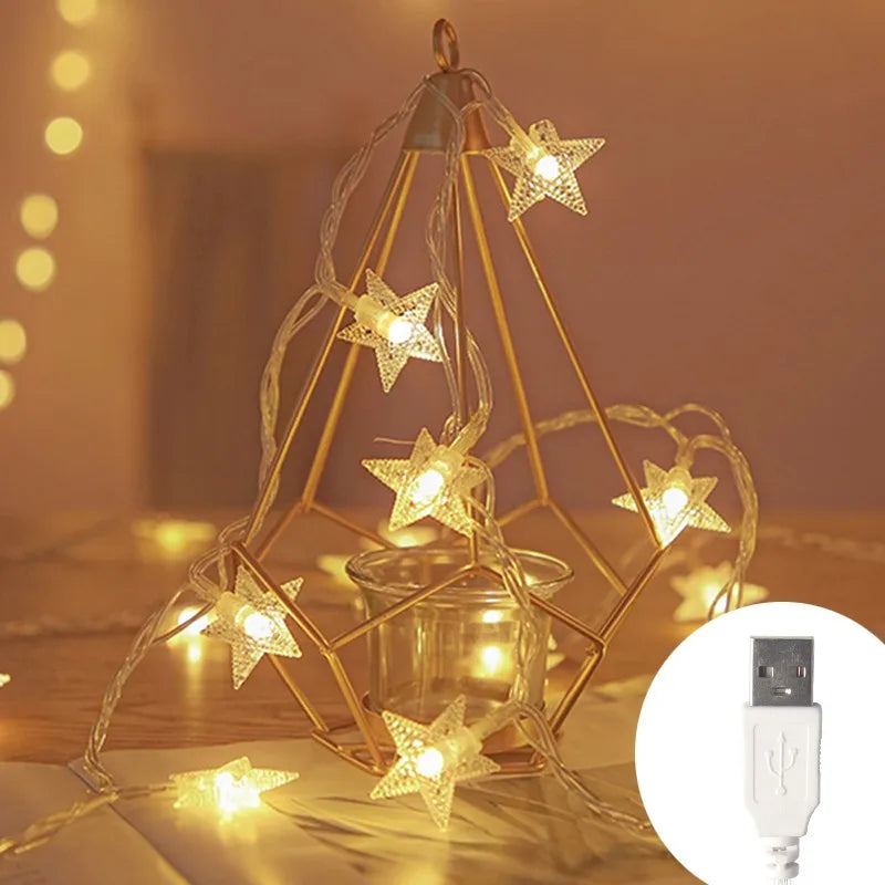 Đèn LED Dây Đom Đóm Ngôi Sao, Đèn Chuỗi Trang Trí Ngoài Trời, Đèn Dây Bóng Đèn Trang Trí Tiệc Cưới Sân Vườn Giáng Sinh