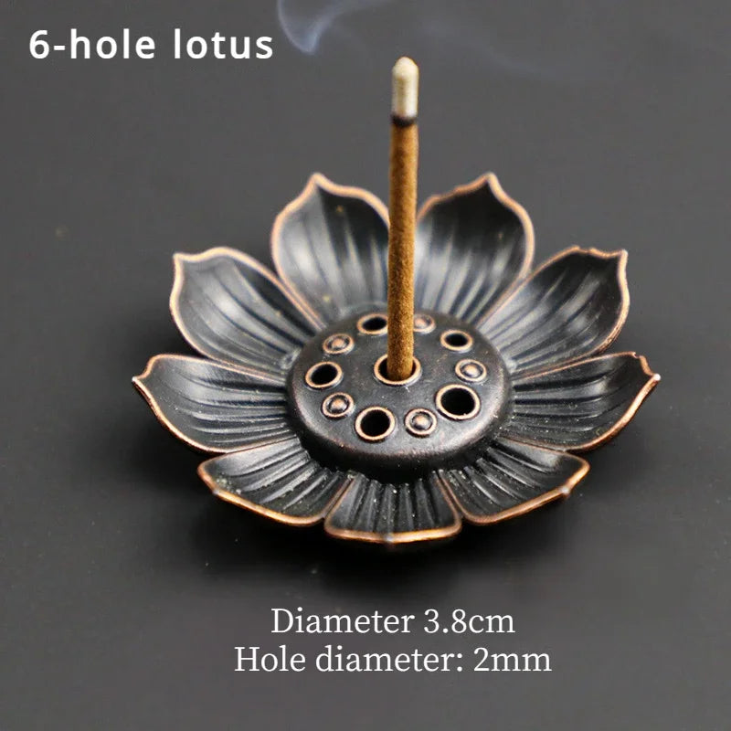 1PCS Lotus Alloy Incense Burner Stick Holder Home Buddhism Line Incense Plate Sandalwood Coil Base Temples Delicate Home Decor