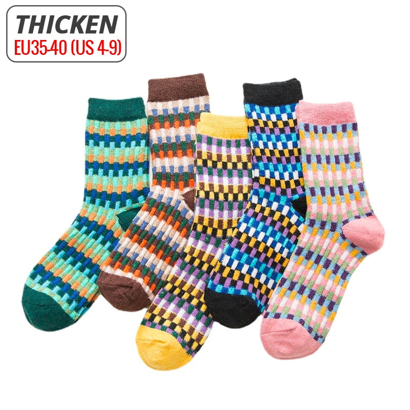 HSS Brand 5 Pairs Winter Men's Socks Thicken Sheep's Wool Socks Warm Men Retro Style Colorful Fashion Man Socks For Snow boots