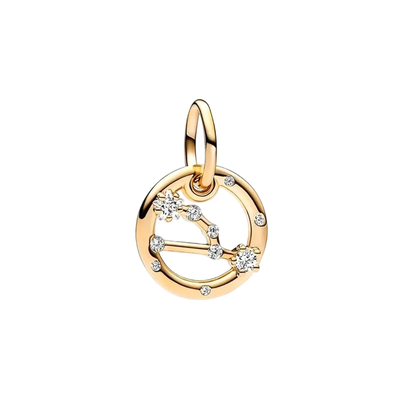 Plaqué or étincelant 12 signes du zodiaque breloque perles pendentif ajusté Original Bracelet en argent perles de collier pour bricolage bijoux femmes cadeau