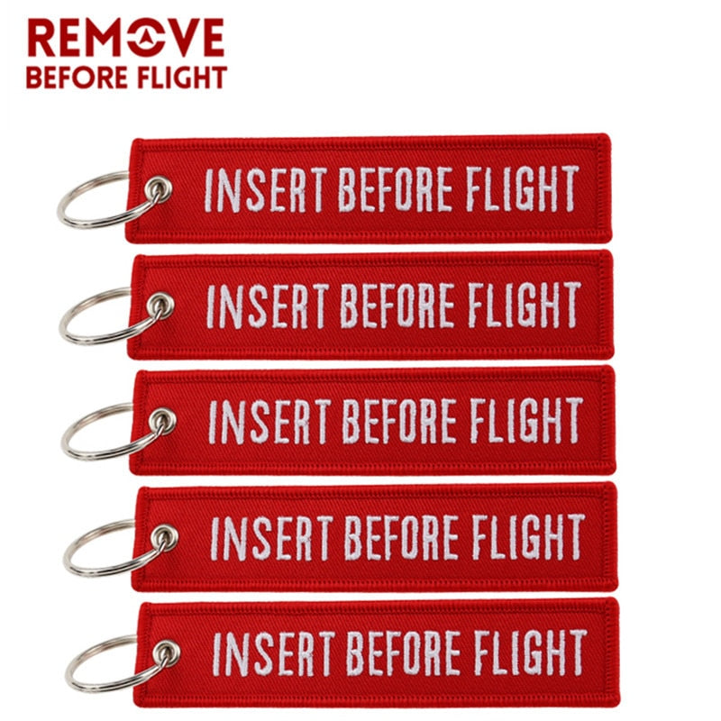 5PCS Remove Before Flight Car Key Chain Red Embroidery Aviation Gifts Keyring Key Tag Holder for Motorcycles Keychain chaveiro