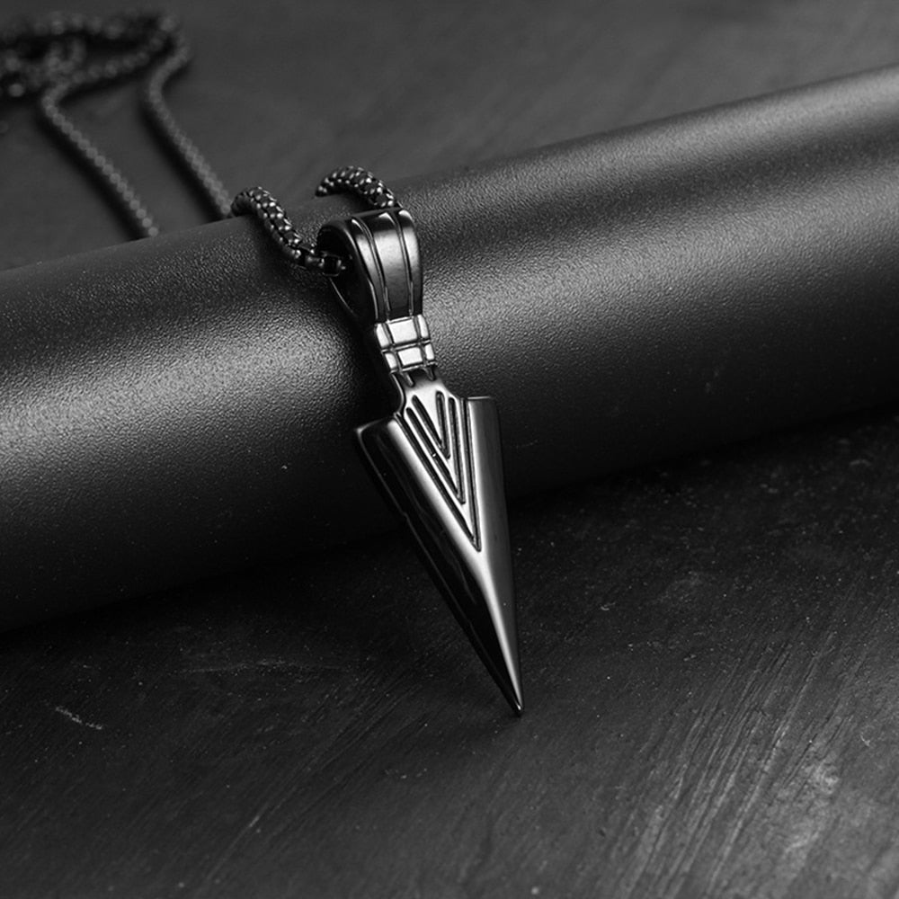 Men's Design Metal Black Long Necklace Arrow Pendant Jewelry Chain Hip Hop Punk Rock Necklace Jewelry Gift For Couple