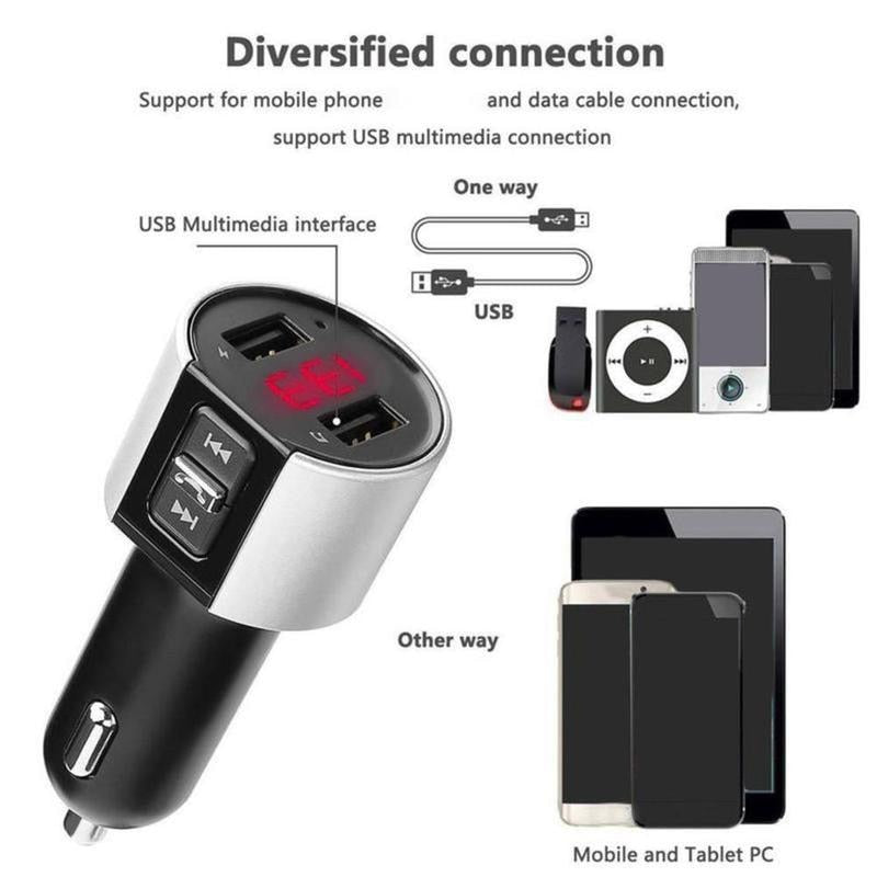 LCD Hands-Free FM Transmitter Wireless Bluetooth-compatible Car Kit MP3 Music Player Support USB TF Card for Mobile Phones
