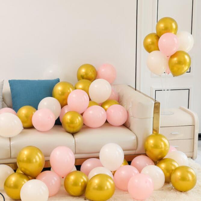 Wholesale 50pcs Chrome Gold Balloon Flashing Metal Balloon Thick Pearly Metal Wedding Decoration Metallic Balloons 10inch 1.8g