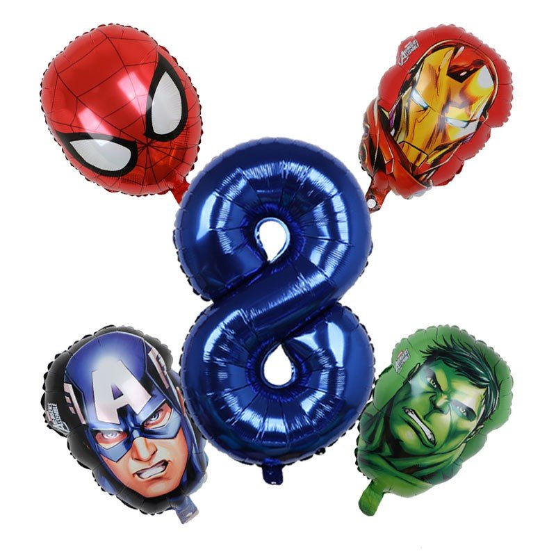 1set 3D Big Spider Super Hero Man Mylar Foil Balloon Number Foil Balloons Birthday Party Decoration Supplies Children's Gifts