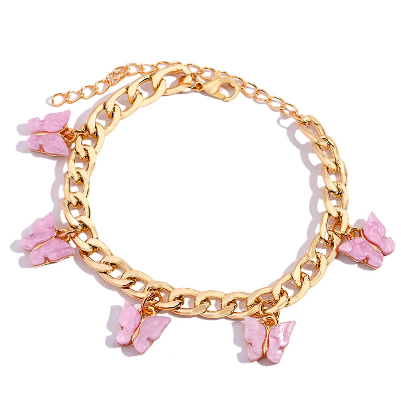 BYNOUCK Trendy Multicolor Butterfly Pendant Bracelets Girls Punk Metal Wide women's bracelet on hand 2020 Statement jewellery