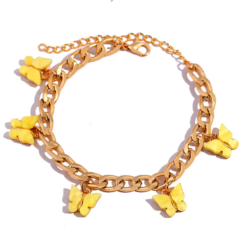 BYNOUCK Trendy Multicolor Butterfly Pendant Bracelets Girls Punk Metal Wide women's bracelet on hand 2020 Statement jewellery