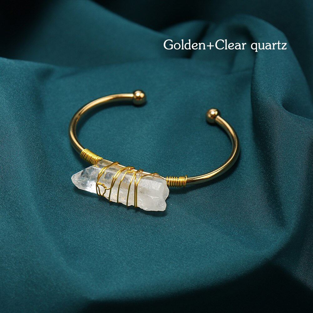 1PcNatural Clear Quartz Handmade DIY Crystal Bracelet Selenite Healing Reiky Gemstone Bracelet Exquisite Jewelry Gift