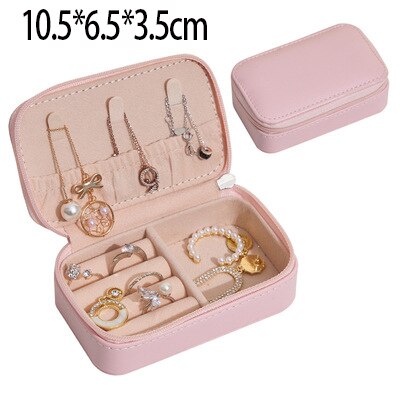 Women's Jewelry Box Travel Jewelry Case  Organizer Display With Mirror Leather Gift Boxes For Women