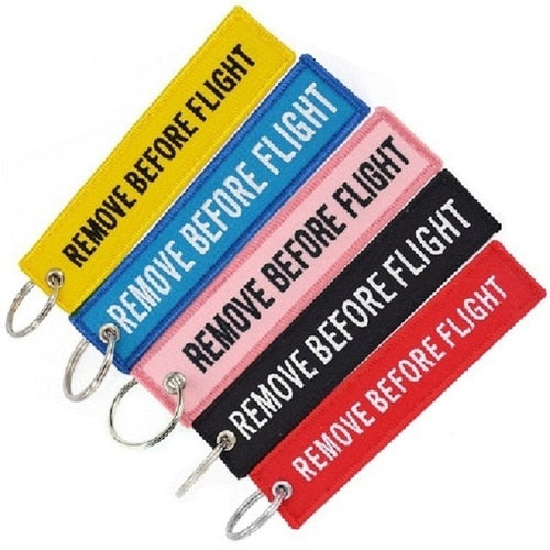 5PCS Remove Before Flight Car Key Chain Red Embroidery Aviation Gifts Keyring Key Tag Holder for Motorcycles Keychain chaveiro
