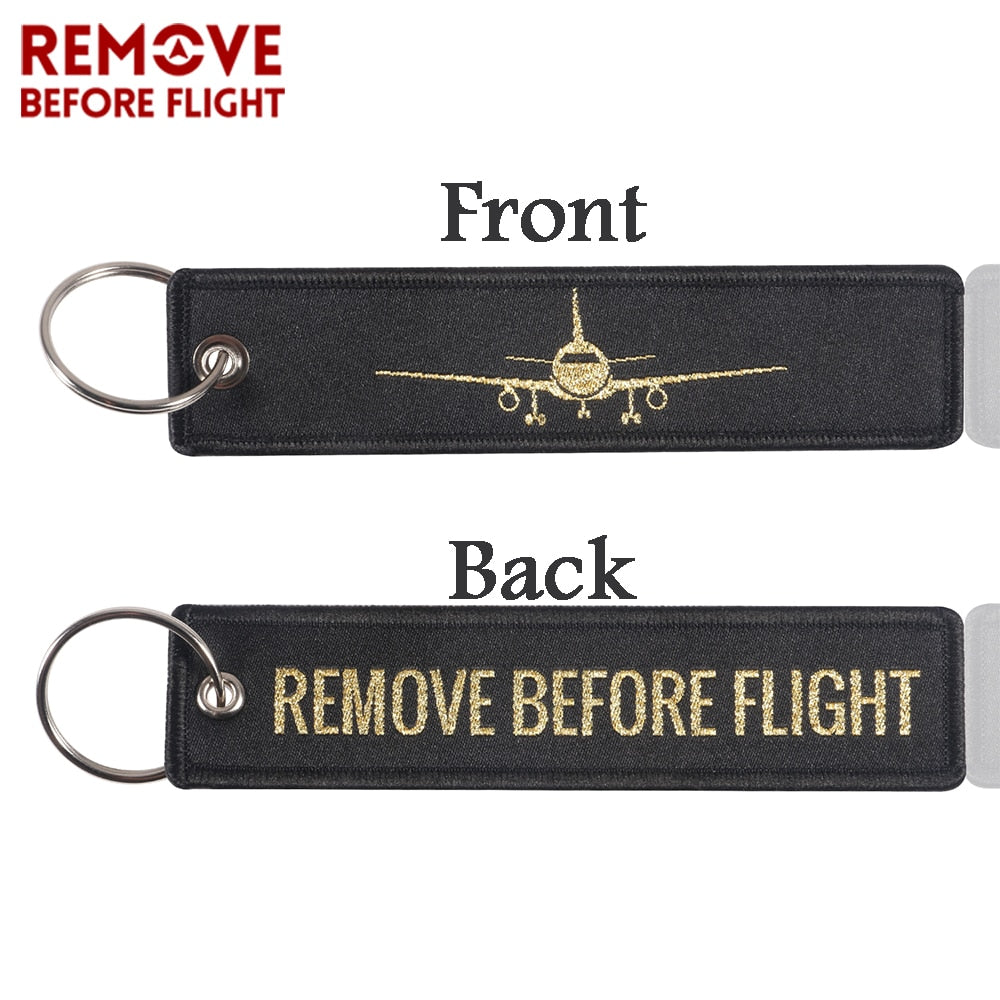 5PCS Remove Before Flight Car Key Chain Red Embroidery Aviation Gifts Keyring Key Tag Holder for Motorcycles Keychain chaveiro