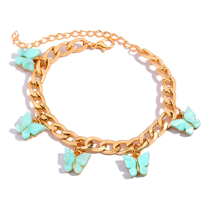 BYNOUCK Trendy Multicolor Butterfly Pendant Bracelets Girls Punk Metal Wide women's bracelet on hand 2020 Statement jewellery