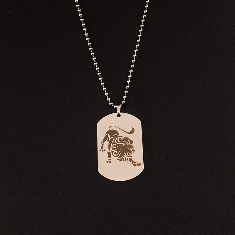 Stainless Steel 12 Horoscope Zodiac Sign Silver Color Pendant Necklace Aries Leo Wholesale Dropshipping 12 Constellation Jewelry