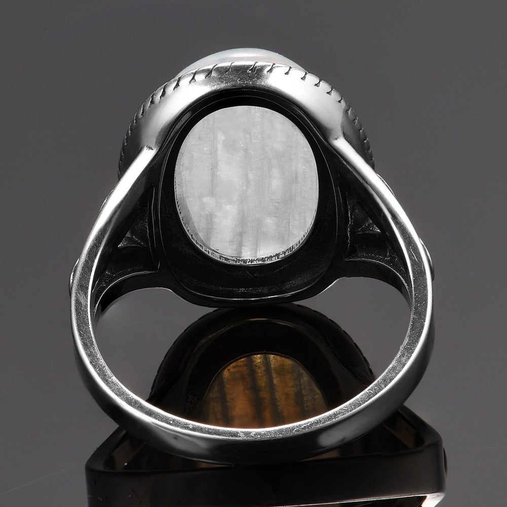 Natural Moonstone Rings for Women's Silver 925 Jewelry Vintage Party Rings With 11x17MM Big Oval Gemstone Gifts Wholesale
