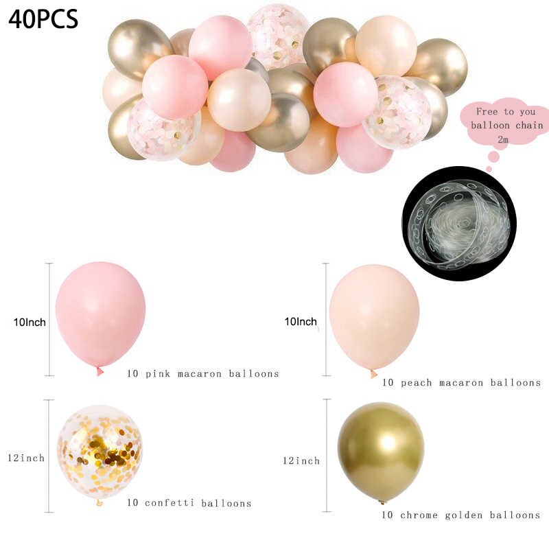 Baby Girls First 1st Birthday Decoration Pink Balloon Garland Tableware Set For Baby Shower Kids Gender Reveal Party Supplies