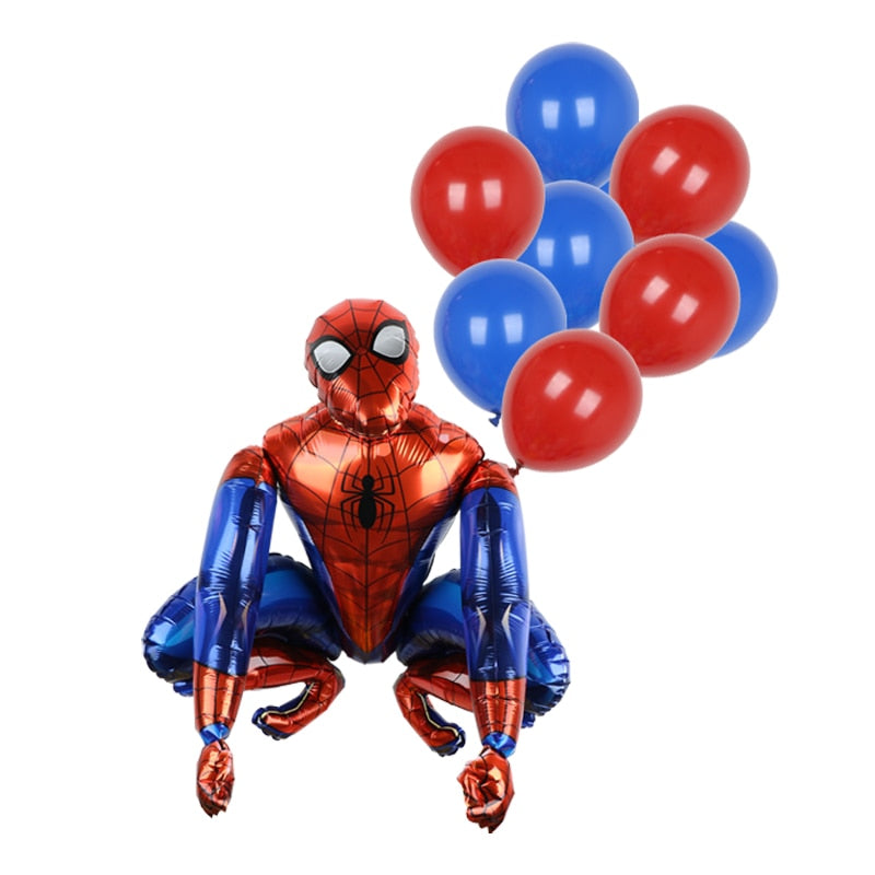 1set 3D Big Spider Super Hero Man Mylar Foil Balloon Number Foil Balloons Birthday Party Decoration Supplies Children's Gifts