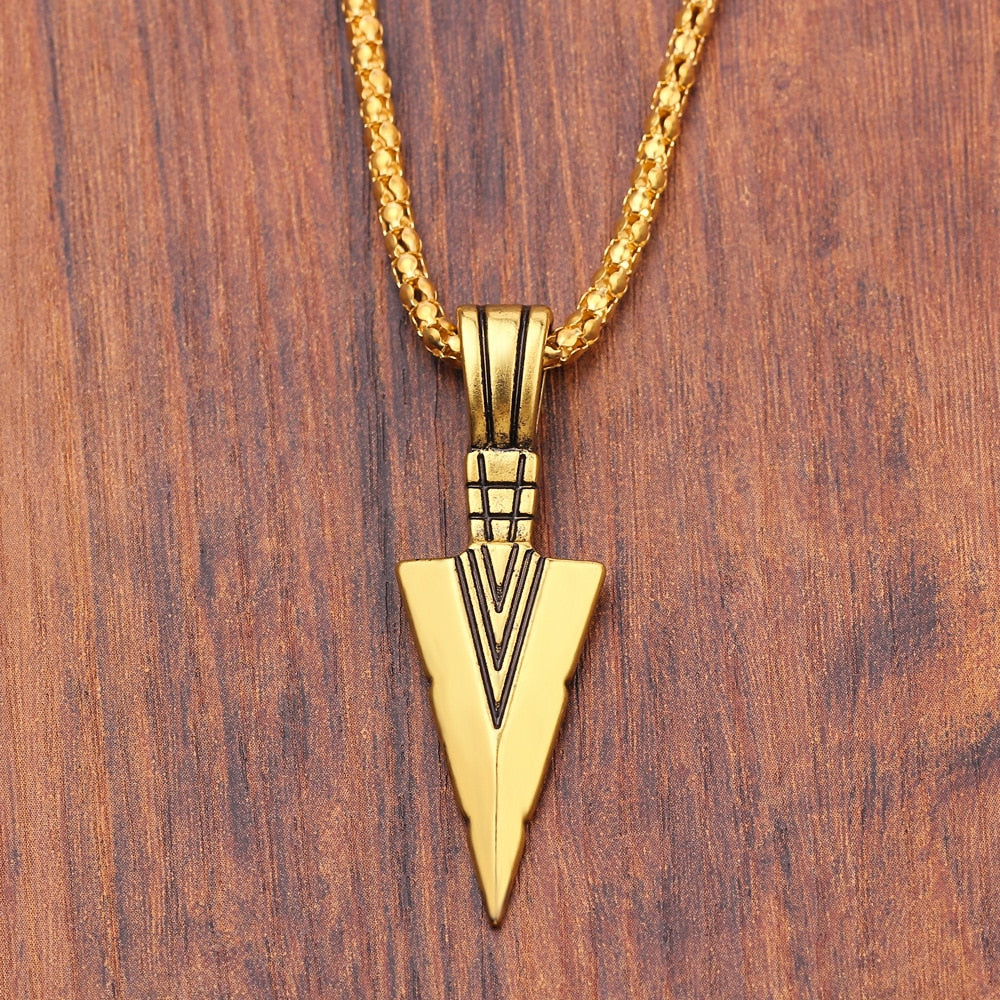 Men's Design Metal Black Long Necklace Arrow Pendant Jewelry Chain Hip Hop Punk Rock Necklace Jewelry Gift For Couple