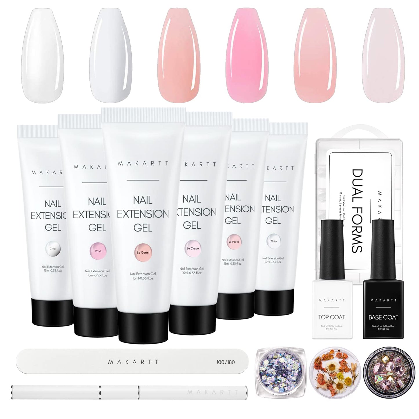 Makartt Poly Nail Extension Gel Kit Acrylic Extension Gel Nail Enhancement Clear Pink Nail Gel Trail Set All-in-One Starter Kit