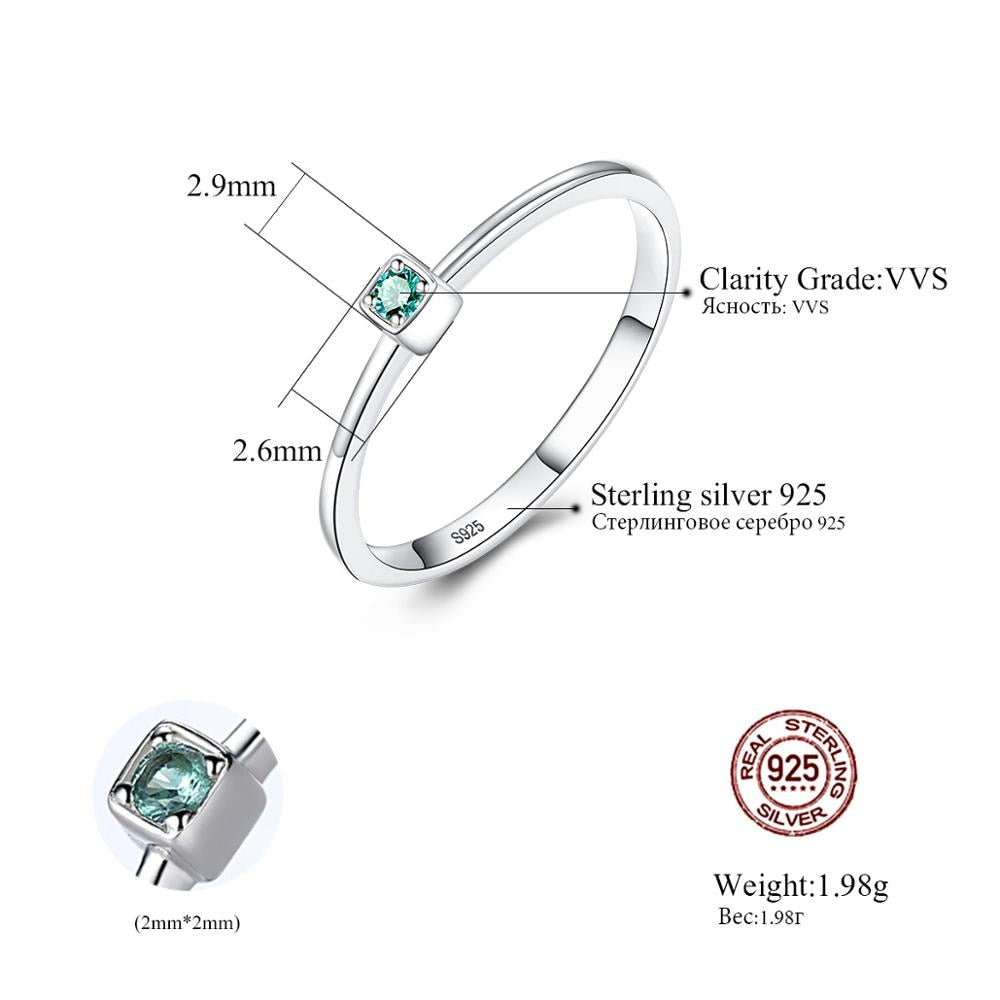 PAG&MAG Created Emerald VVS Bague Rings 925 Sterling Silver Stackable Ring For Women Green Gemstone joyas de plata 925 mujer