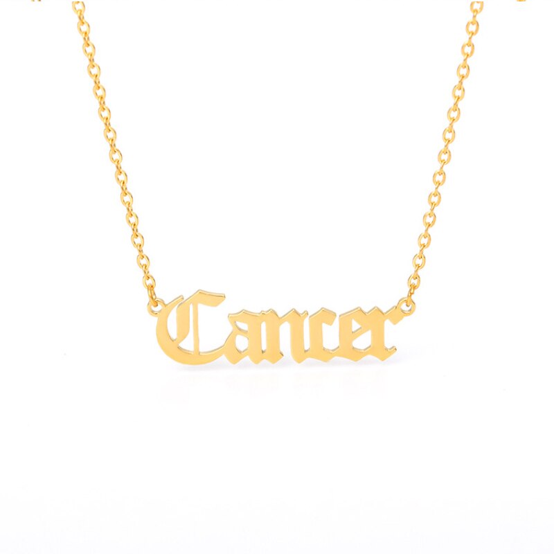 3-colors 12 constellation stars zodiac letter necklace stainless steel pendant necklace women long chain necklace friend gift