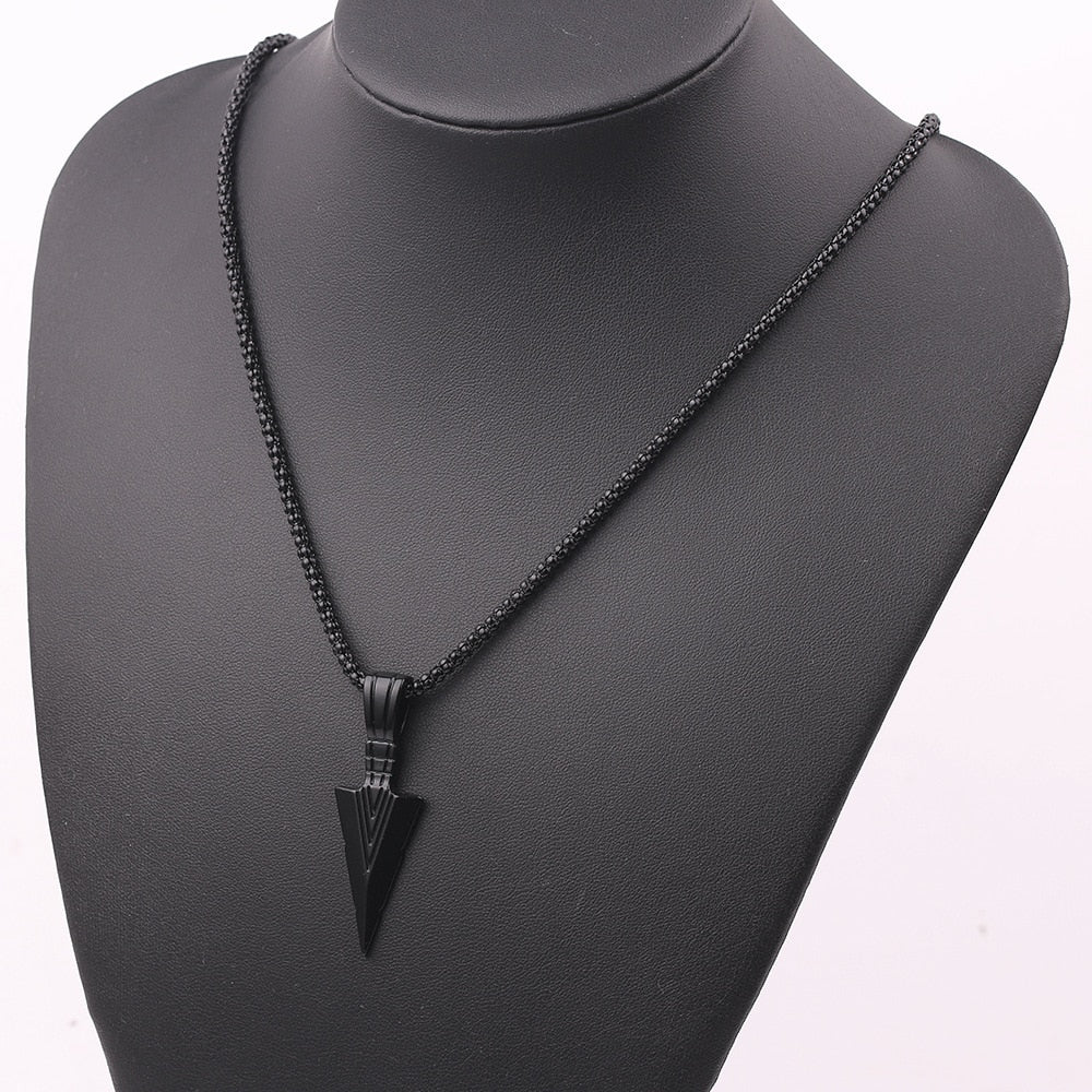 Men's Design Metal Black Long Necklace Arrow Pendant Jewelry Chain Hip Hop Punk Rock Necklace Jewelry Gift For Couple